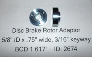 Disc Brake Rotor Adaptor 5/8" ID x .75" wide, 3/16" keyway BCD 1.617"