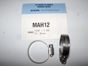 Dixon MAH12 or #12 mini Stainless Steel Hose Clamp.  5/16" wide band.