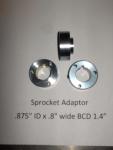 Sprocket Adaptor 7/8" ID x .8" wide 3/16" keyway, 2 set screws BCD 1.4"