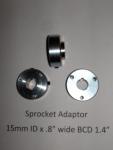 Sprocket Adaptor 15 mm ID x .8" wide 4 mm Key Way and 2 Set Screws