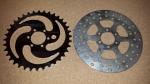 410 A 36 tooth Sprocket, 1/2" x 1/8" machined to fit the 44mm Six hole bolt pattern that is used on some bicycle disc Brakes