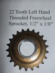 22 Tooth LEFT HAND 1.375 x 24 THREAD Freewheel Sprocket 1/2" x 1/8"