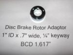 Disc Brake Rotor Adaptor 1" ID x .7" wide, 1/4" keyway BCD 1.617"