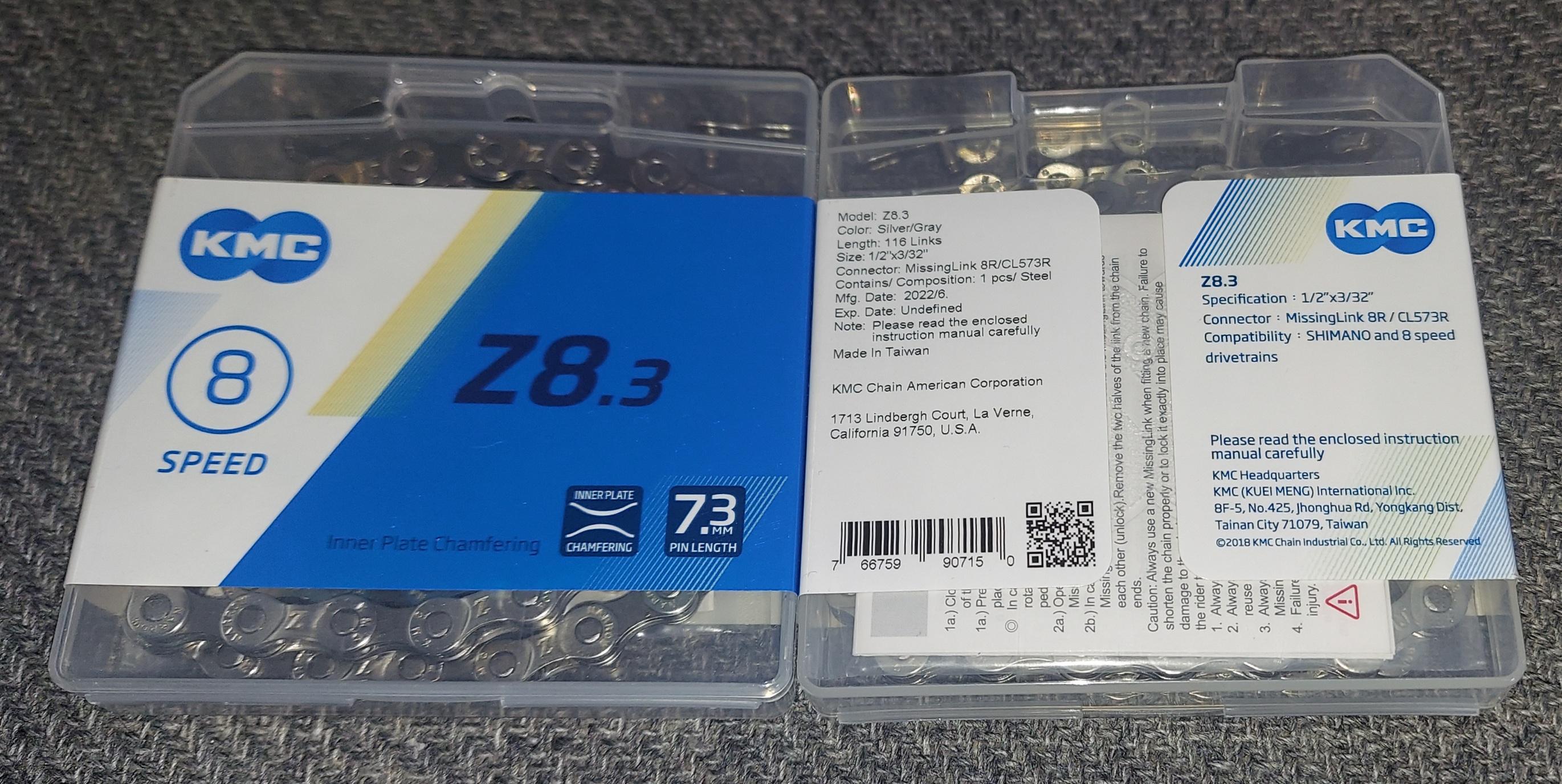 KMC Chain Z8.3 Z72 1/2" x 3/32" 116 links 7.1mm 6, 7,  or 8 Speed