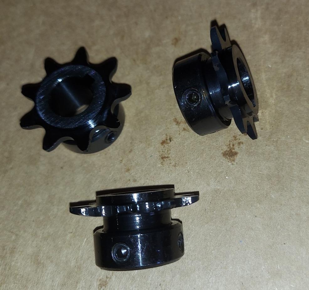 410 B 9 Tooth Sprocket 5/8" ID, 3/16" keyway, two set screws, Black Oxide