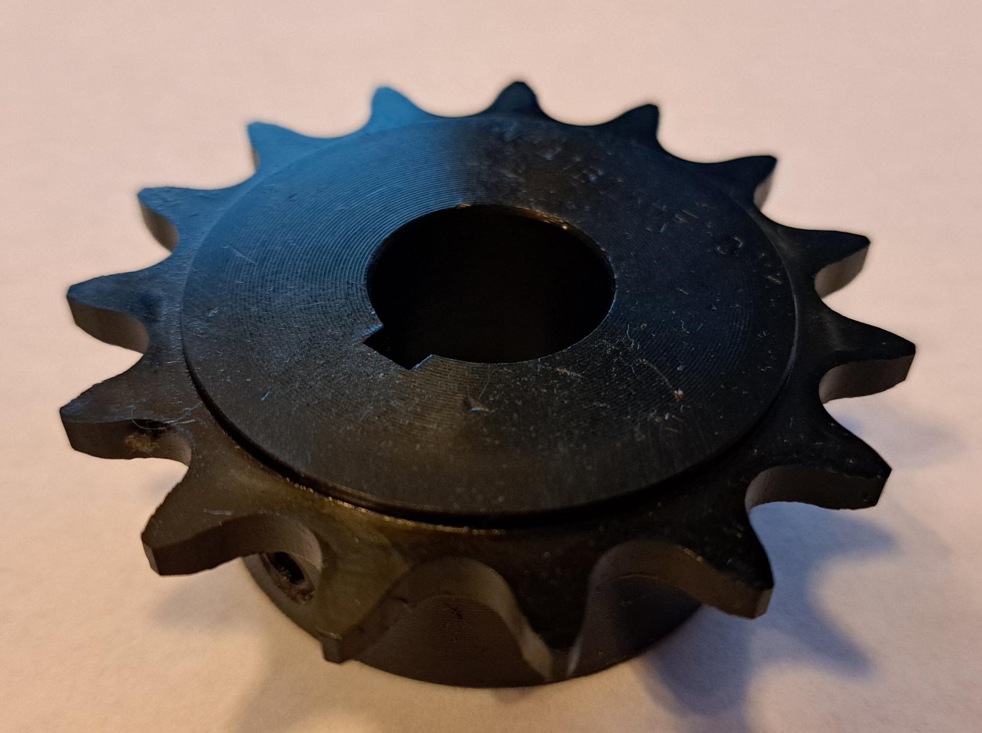 thumbnail image 2 of 8 Speed Chain Uxcell 12 Tooth Roller Sprocket B Type, #25 Chain, Single Strand 1/4" Pitch, 8mm Bore Black Oxide C45 Carbon Steel With Set Screws For 2 of 13