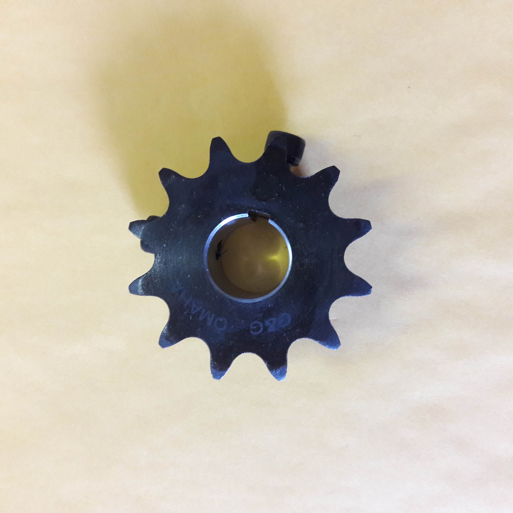 #43 B 12 Tooth Sprocket 18mm ID, two set screws, Black Oxide