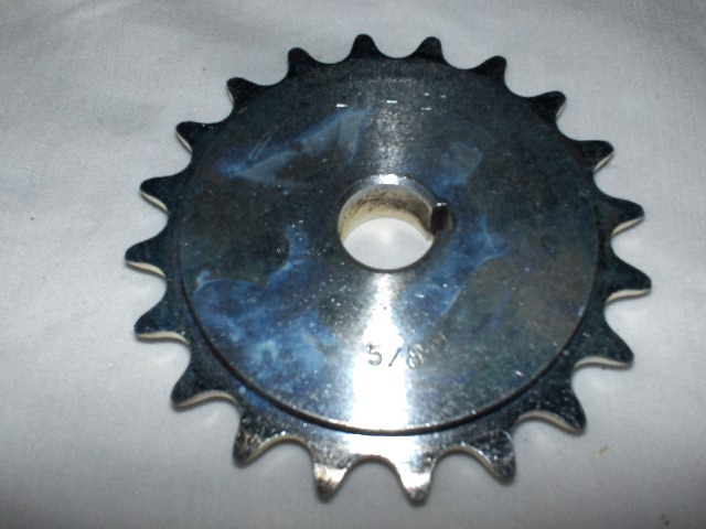 410 B 20 Tooth 5/8" ID Sprocket, 2 set screws & 3/16" keyway Zinc Plated