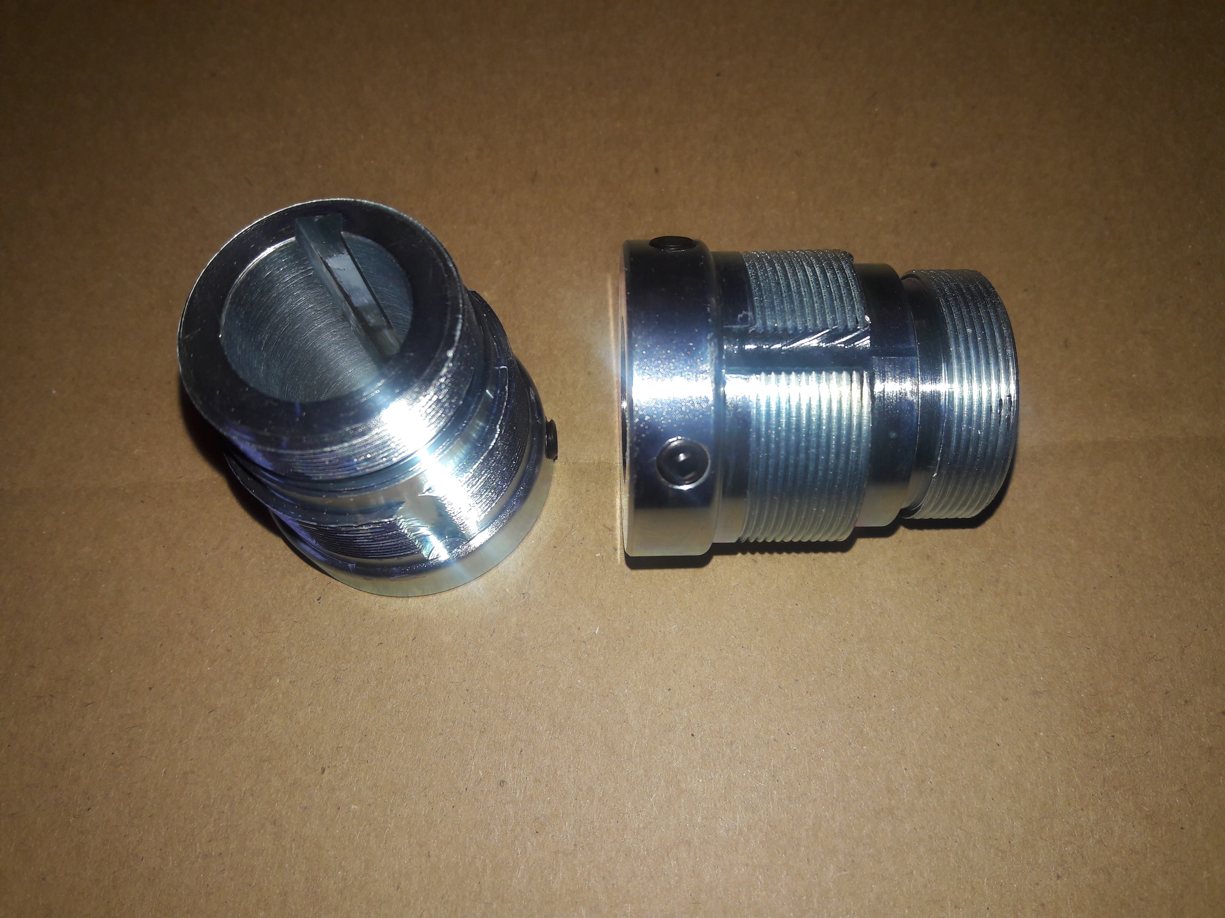 Dual thread 1.375 x 24 & 30mm x 1.0, 3 Prong 3/4" ID x 1.67" long Adaptor