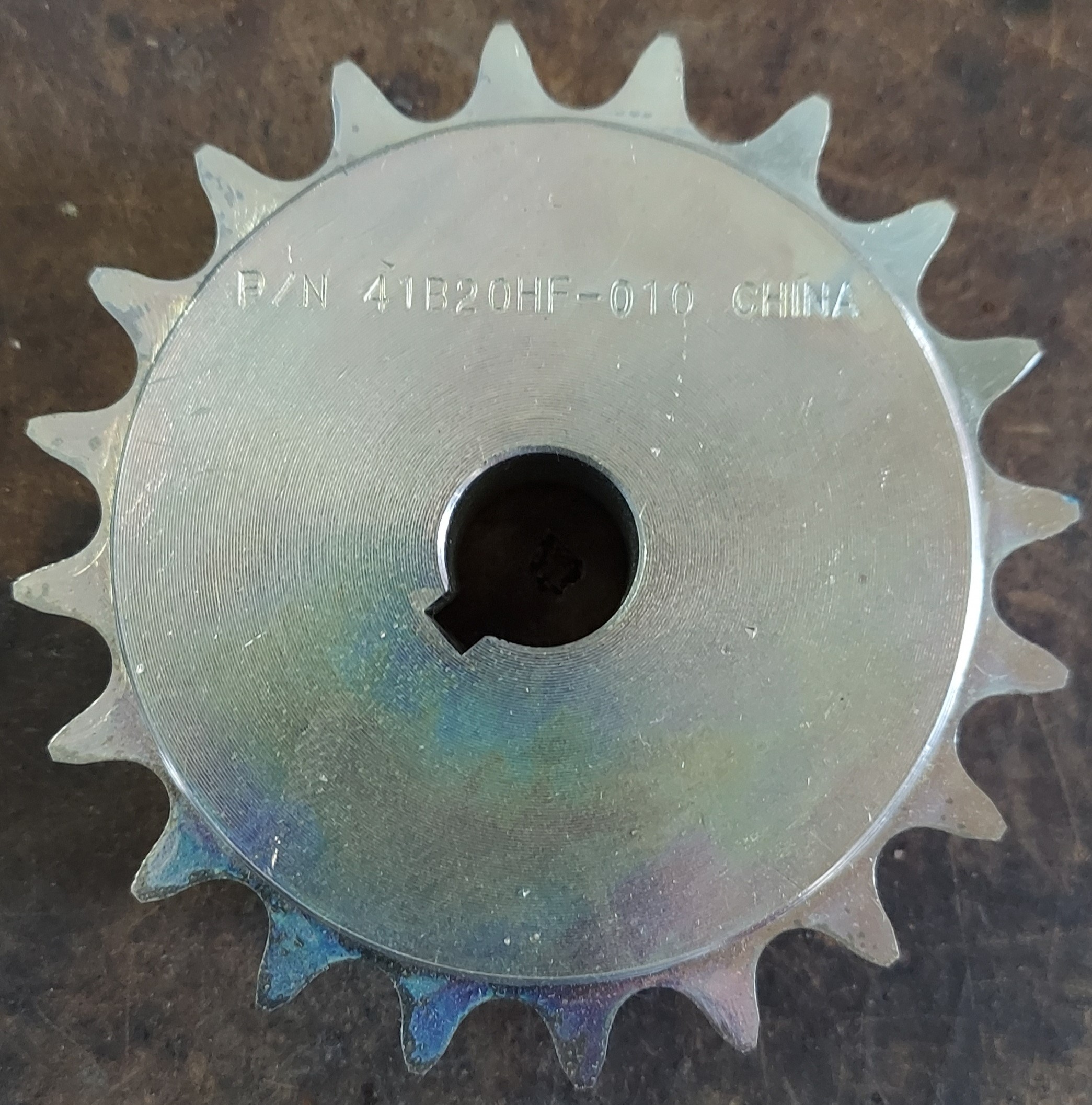 415 B 20 Tooth Sprocket 5/8" ID with a 3/16" key way, two set screws