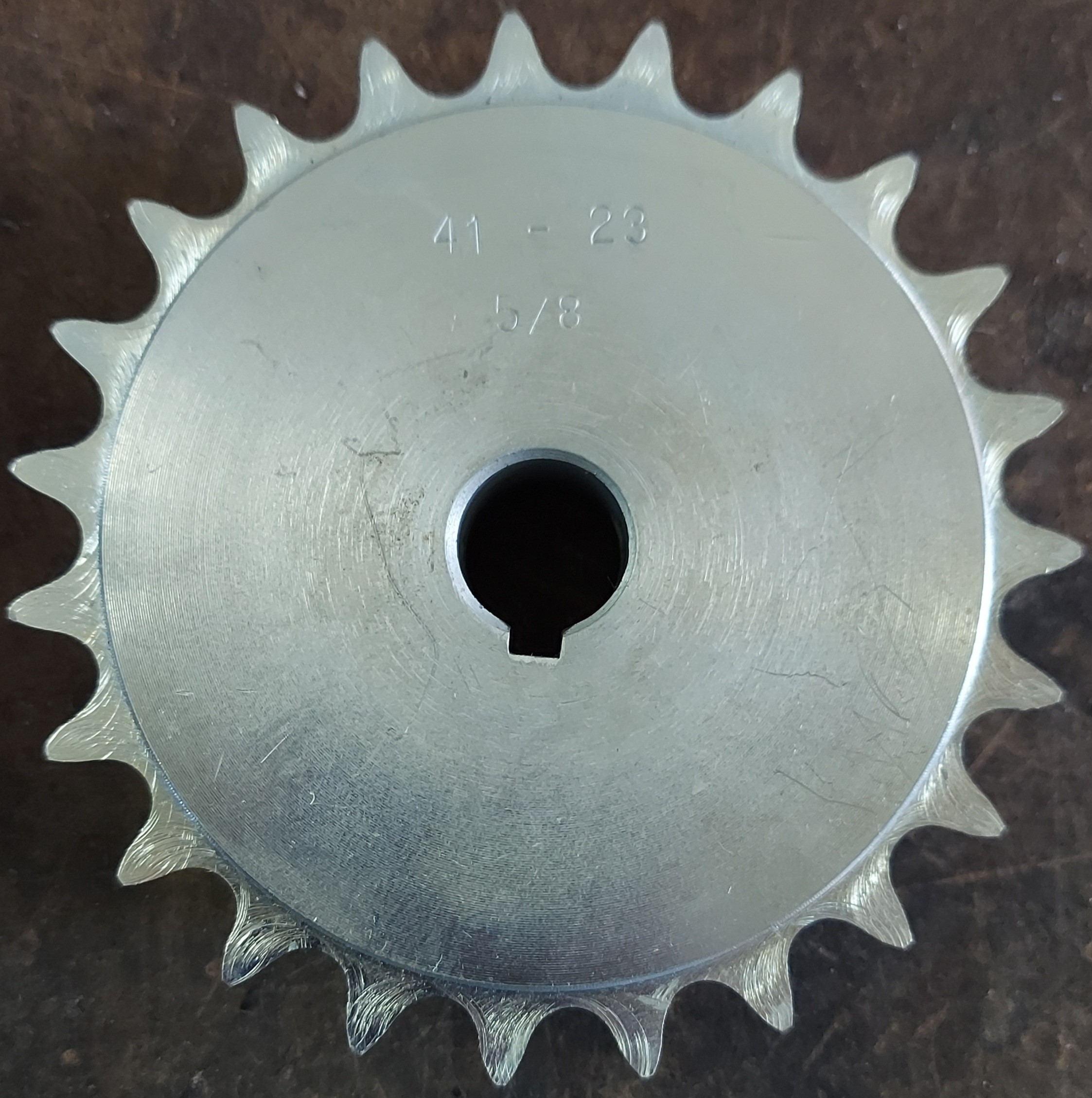 415 B 23 Tooth Sprocket 5/8" ID with a 3/16" key way, two set screws