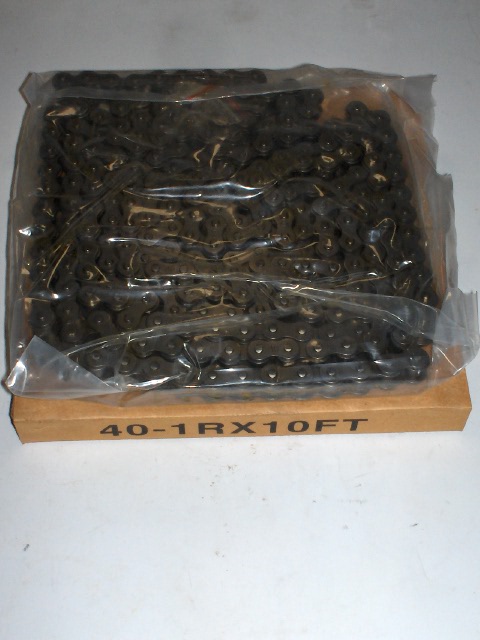 Chain # 40 1/2" pitch x 5/16" wide. 10' long  40-1RX10FT