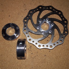 Disc Brake adaptor 1” ID, 1/4" keyway, two set screws and drilled with Six 5mm holes with the 44 mm Six hole disc brake pattern Pedicab Rickshaw