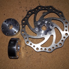 Disc Brake adaptor 20MM ID, 6 mm keyway, two set screws and drilled with Six 5mm holes with the 44 mm Six hole disc brake pattern