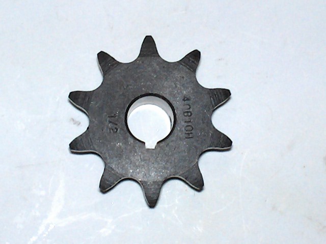 Sprocket # 40 B 10 Tooth 1/2" ID 1/8" key way two set screws HT