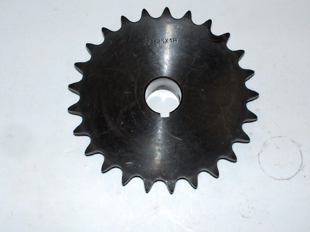 Sprocket 50 B 25 Tooth 1" ID, 1/4" keyway, two set screws