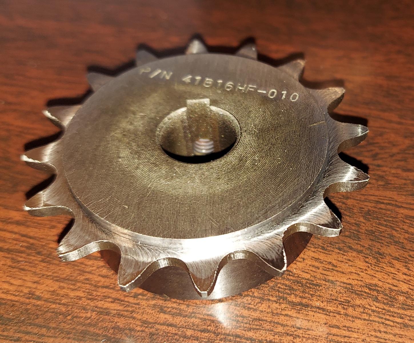 16 Tooth 410 Sprocket 5/8" ID with 3/16" keyway & two set screws