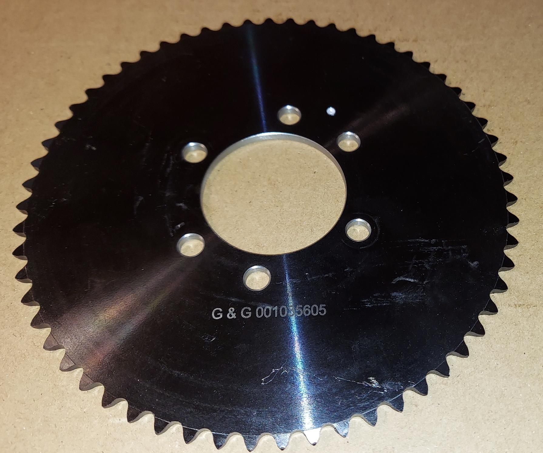 35 A 60 Tooth 6 HOLE (DIMPLE drill mark*) Sprocket for the Differentials with Black Oxide shafts with 1-14 threaded ends