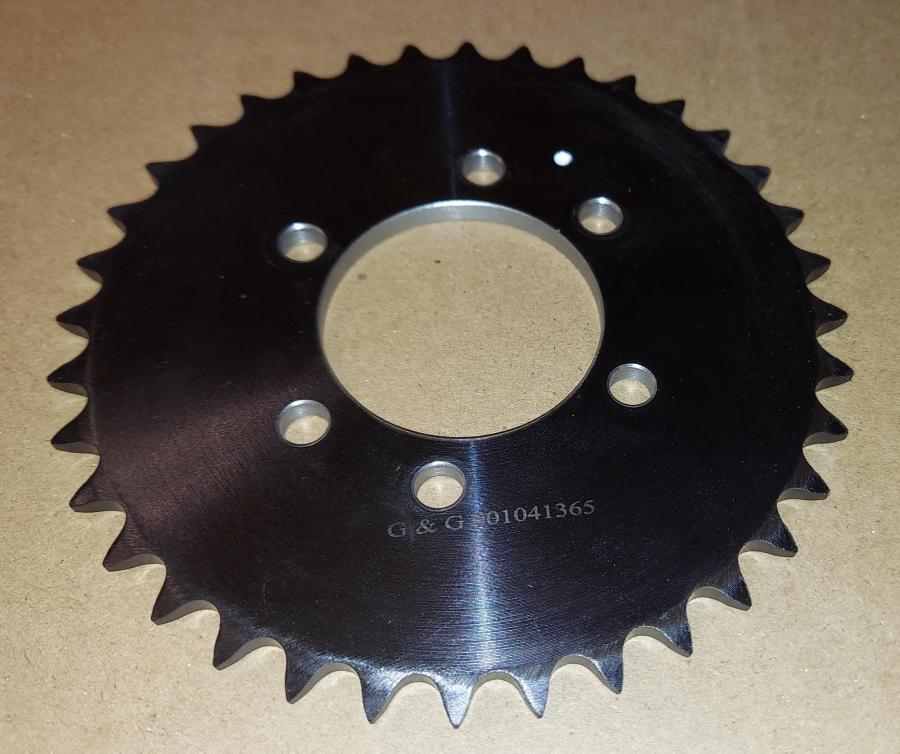 41 A 36 Tooth 6 HOLE (DIMPLE drill mark*) Sprocket for the Differentials with Black Oxide shafts with 1-14 threaded ends Manufacturer: Staton-Inc