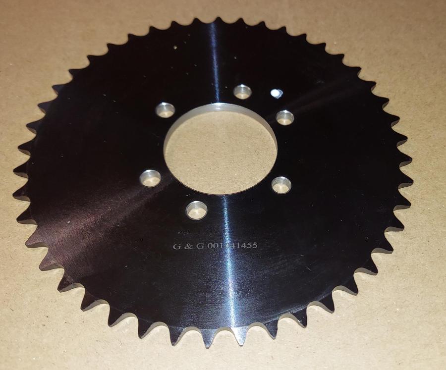 41 A 45 Tooth 6 HOLE (DIMPLE drill mark*) Sprocket for the Differentials with Black Oxide shafts with 1-14 threaded ends