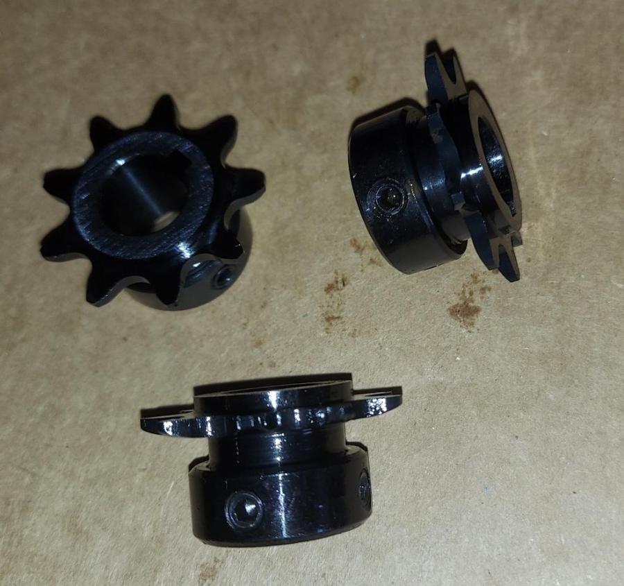 410 B 9 Tooth Sprocket 5/8" ID, 3/16" keyway, two set screws, Black Oxide