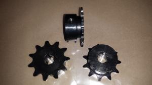 #43 B 11 Tooth Sprocket 1/2" ID, 1/8" keyway, two set screws, Black Oxide