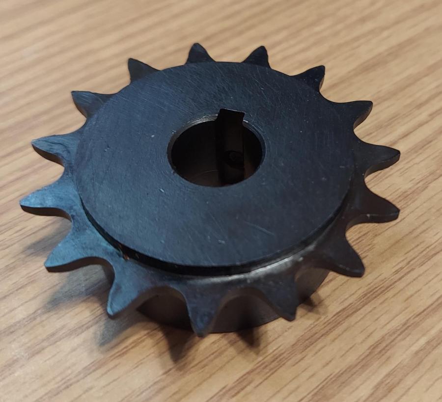 410 B 15 Tooth Sprocket 5/8" ID, 3/16" KW, 2SS x .75" Wide Zinc Plated