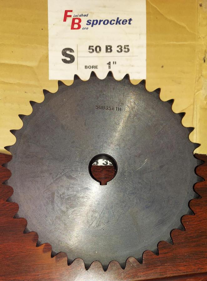 Sprocket 50 B 35 Tooth 1" ID, 1/4" keyway, two set screws