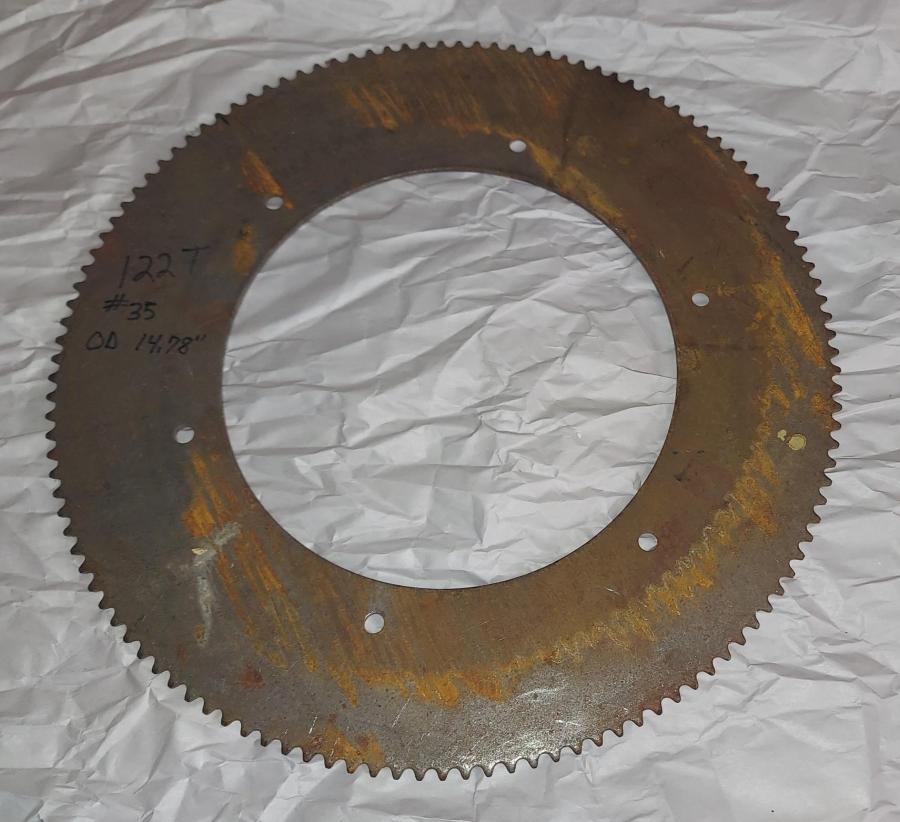 35 A 122 Tooth approximate 14.78" OD x 8-7/16" ID with a 6 hole bolt pattern of 10" COH