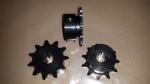 #43 B 11 Tooth Sprocket 1/2" ID, 1/8" keyway, two set screws, Black Oxide