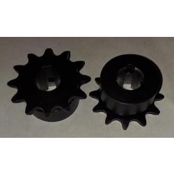 #43 B 12 Tooth Sprocket 17mm ID with 6mm keyway, two set screws, Black Oxide