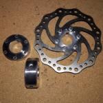 Disc Brake adaptor 1” ID, 1/4" keyway, two set screws and drilled with Six 5mm holes with the 44 mm Six hole disc brake pattern Pedicab Rickshaw